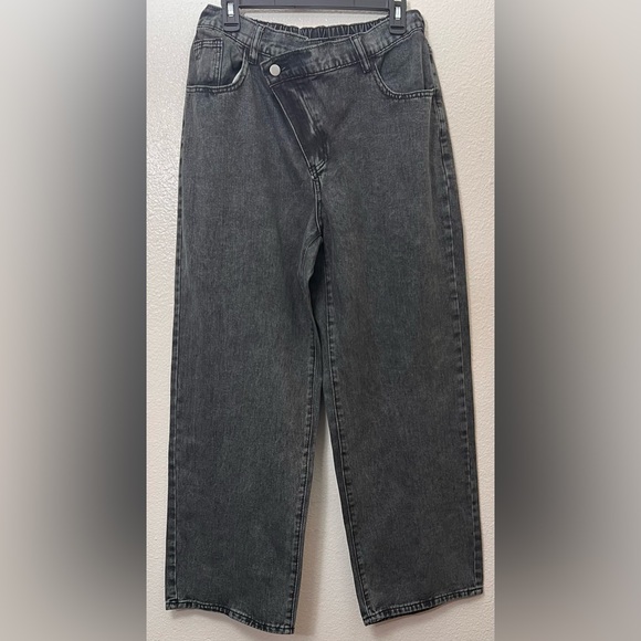 NWOT SXY Plus Women Plain Casual Wide Leg Denim Jeans size 12 (0XL) Color Black - Picture 1 of 8